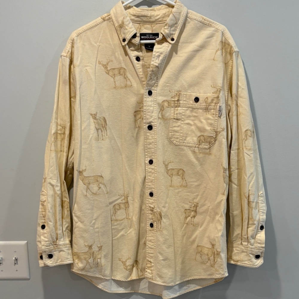 Woolrich Beige Button-Up Shirt with Animal Motif